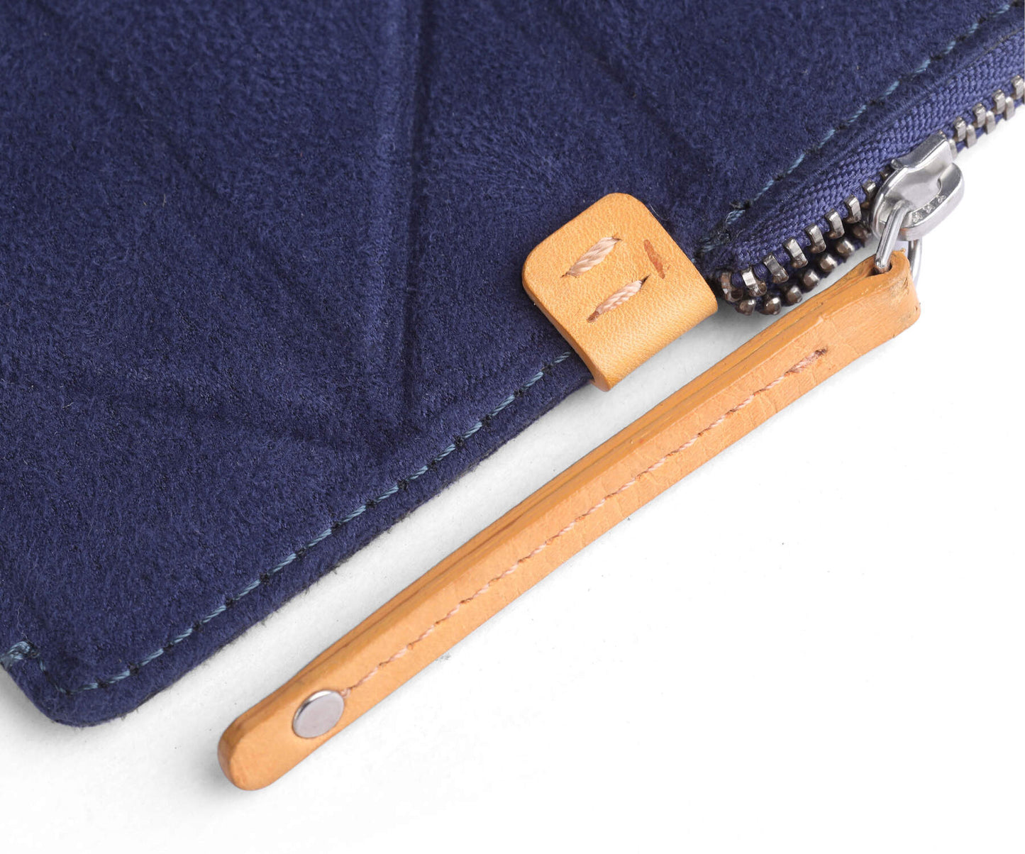 Buy Trigon Small Blue Sleeve Bag - Faux Suede with Leather-Edged Pocket - Taamaa