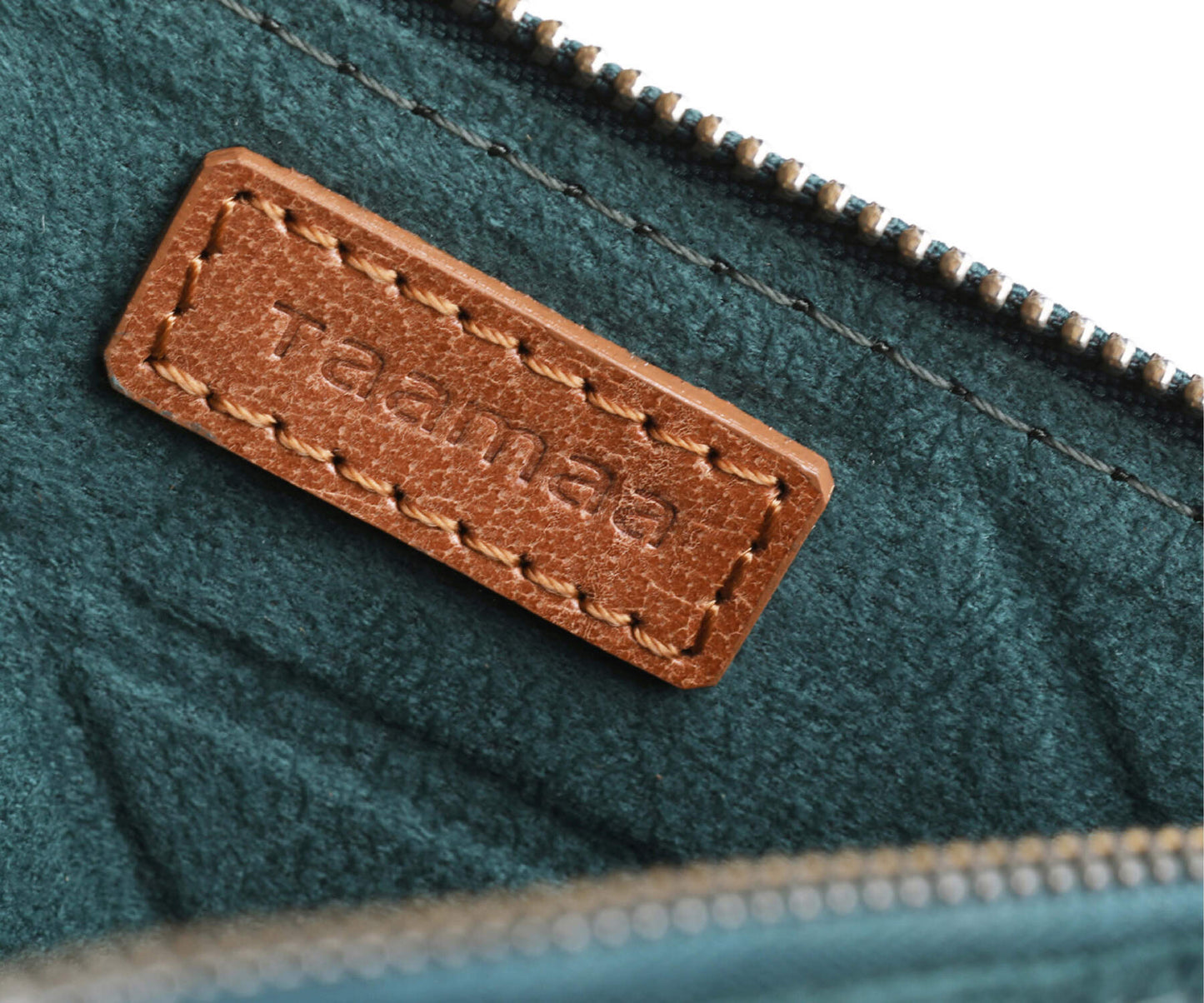 Buy Trigon Small Green Sleeve Bag - Faux Suede with Leather-Edged Pocket - Taamaa