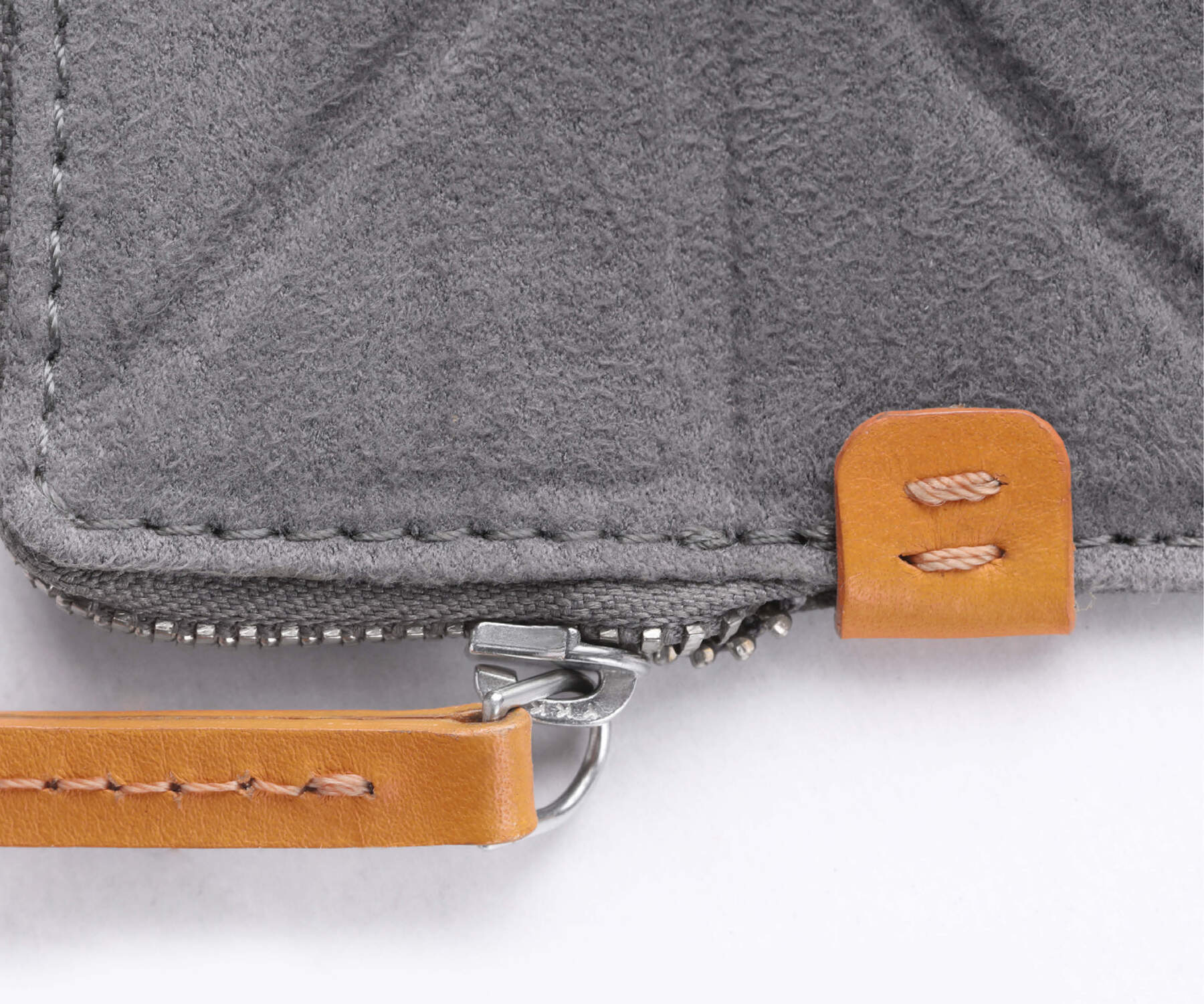 Buy Trigon Small Grey Sleeve Bag - Faux Suede with Leather-Edged Pocket - Taamaa